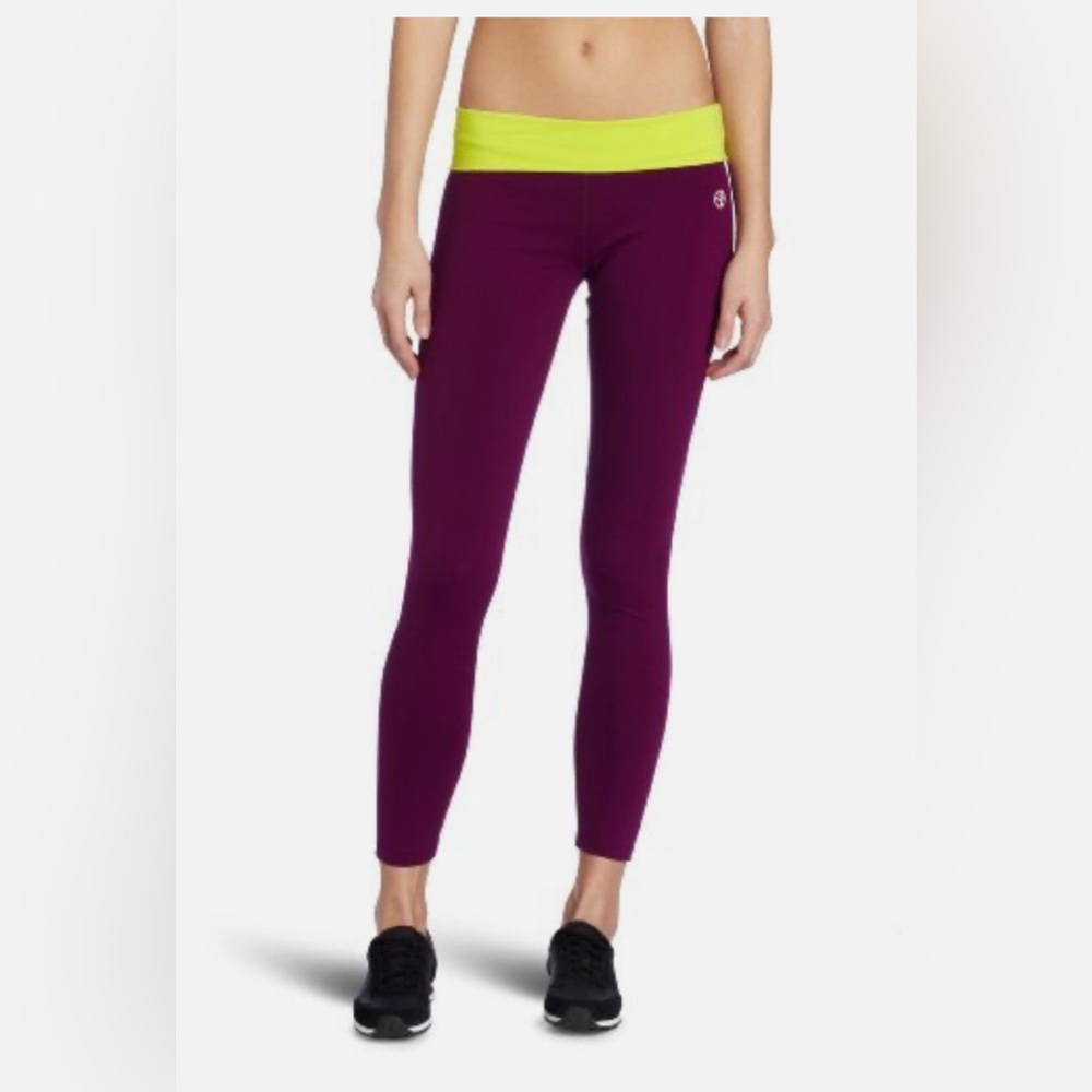 Zumba Fitness Vibrant Purple and Lime Leggings Size Medium